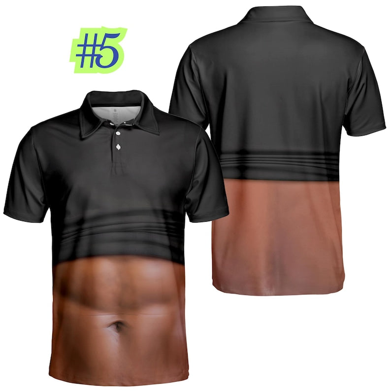 Funny Belly Polo Shirt for Men, Dad Bod Illusion Polo, Novelty Beer Belly Shirt, Hilarious Party Polo, Gag Gift for Dad Husband