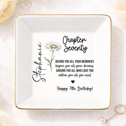 70th birthday gifts for women, Seventy Birthday Ring Dish, Personalized 70th Birthday Jewelry Tray, Gift for 70th birthday woman