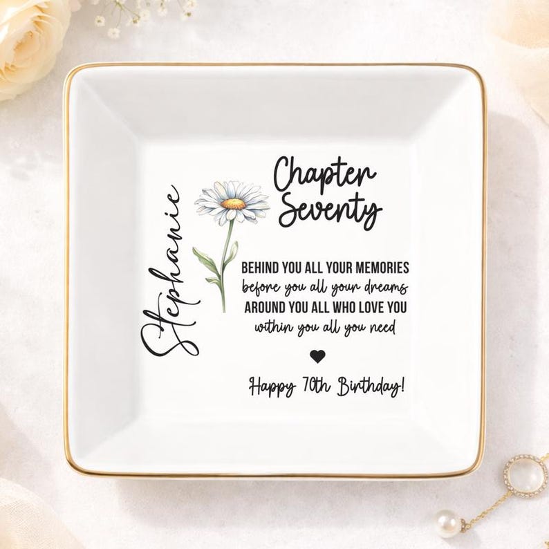 70th birthday gifts for women, Seventy Birthday Ring Dish, Personalized 70th Birthday Jewelry Tray, Gift for 70th birthday woman