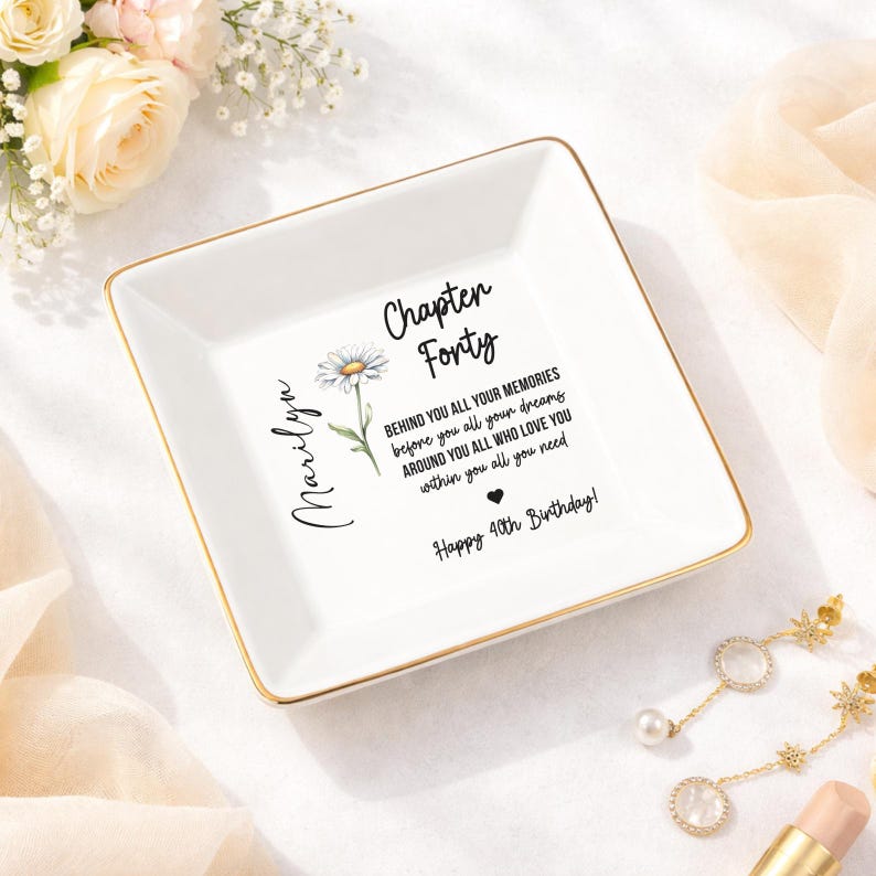 40th Birthday Gifts For Women, Personalized 40th Birthday Jewelry Tray, Forty Birthday Ring Dish, 40th Birthday Gift for Her