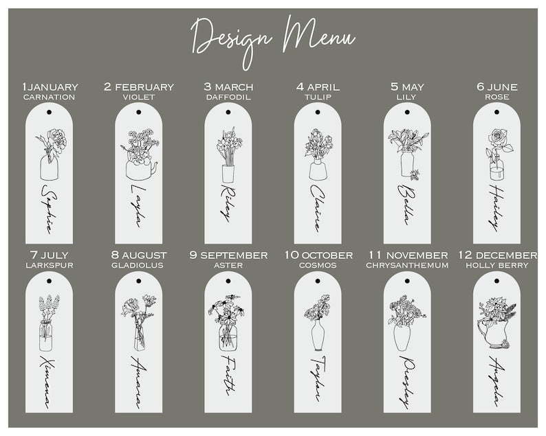 Birth Flower Acrylic Bookmark, Gifts for Mom, Mothers Day Gift, Personalized Bookmarks with Tassel, Custom Bookmark for Coworker