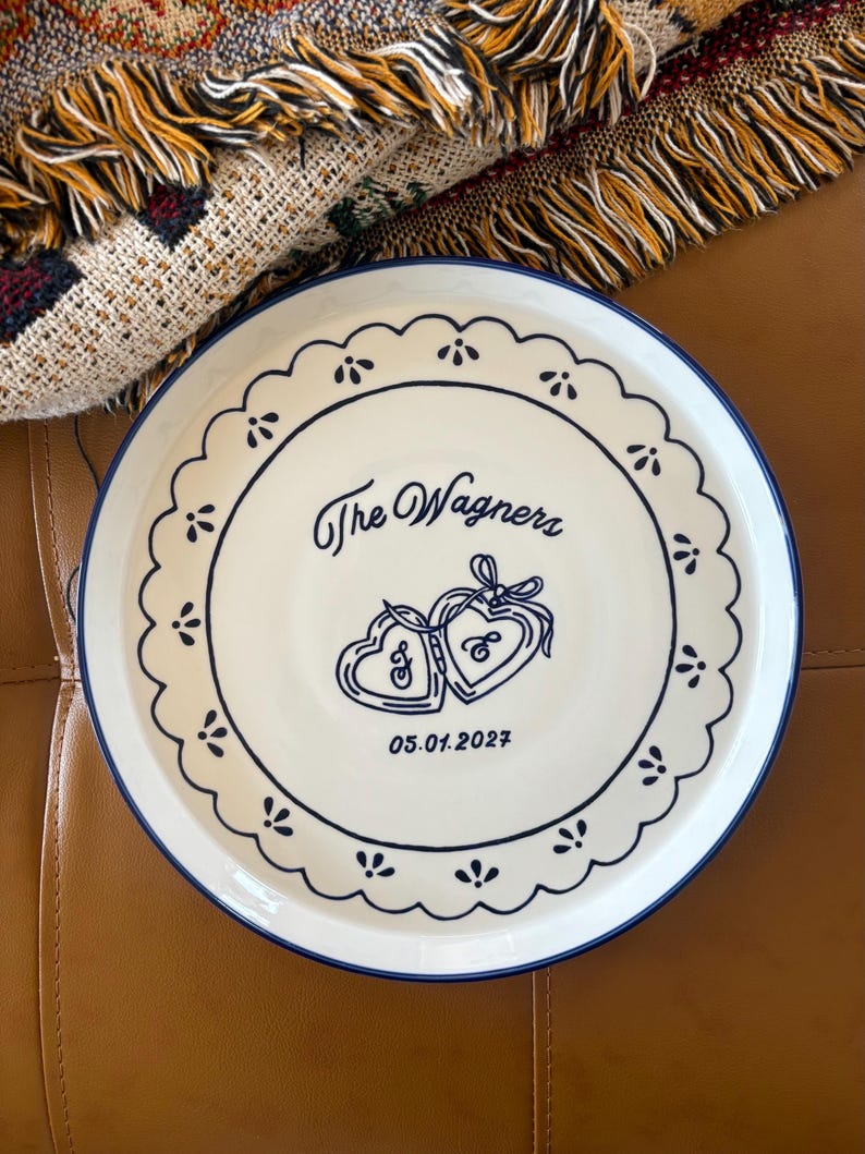 Custom Wedding Engagement Anniversary Plate, Gift for Couples, Dishwasher Safe, Microwaveable Safe