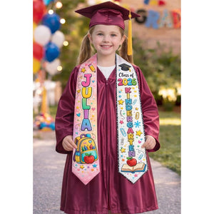 Personalized Kid Pencil Boy Girl Pre-K Grad Gift, Custom Class Of 2026 Kindergarten Stole, Pencil Graduation Stole, Name Kid Grad Stole