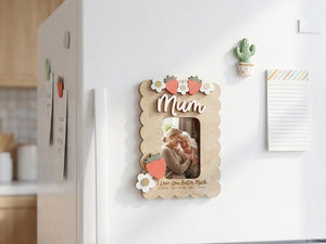 Mother s Day Photo Magnet for Grandma, Personalized Strawberry Fridge Frame, Custom Gift from Grandkids, Grandma Photo Gift, Kitchen Decor