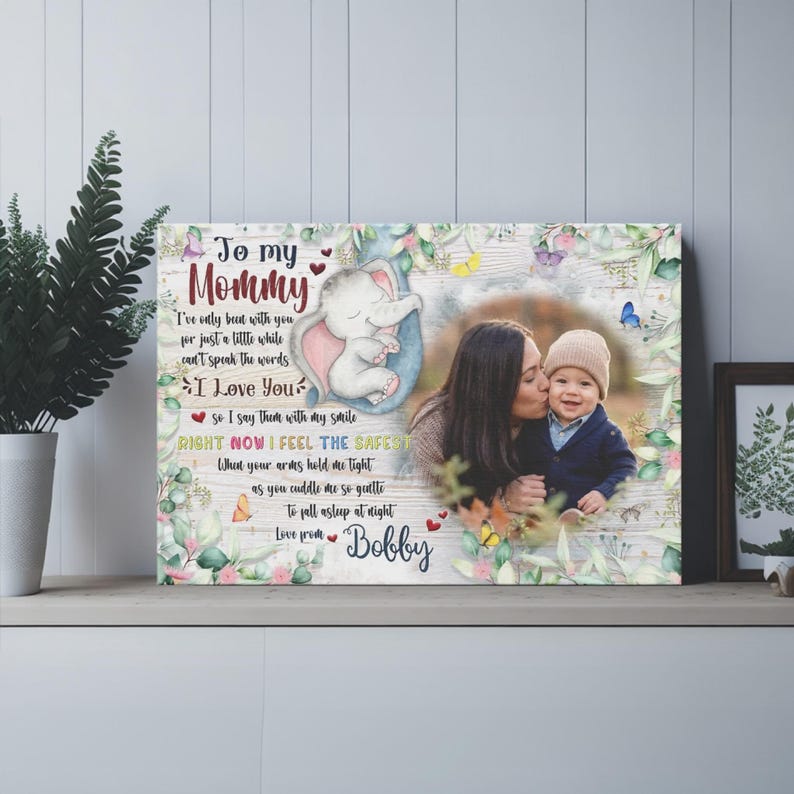 Personalized To Mommy Canvas, Custom Photo Gift for Mom, New Mom Gift, Mother s Day Gift, Baby Love Poem Wall Art