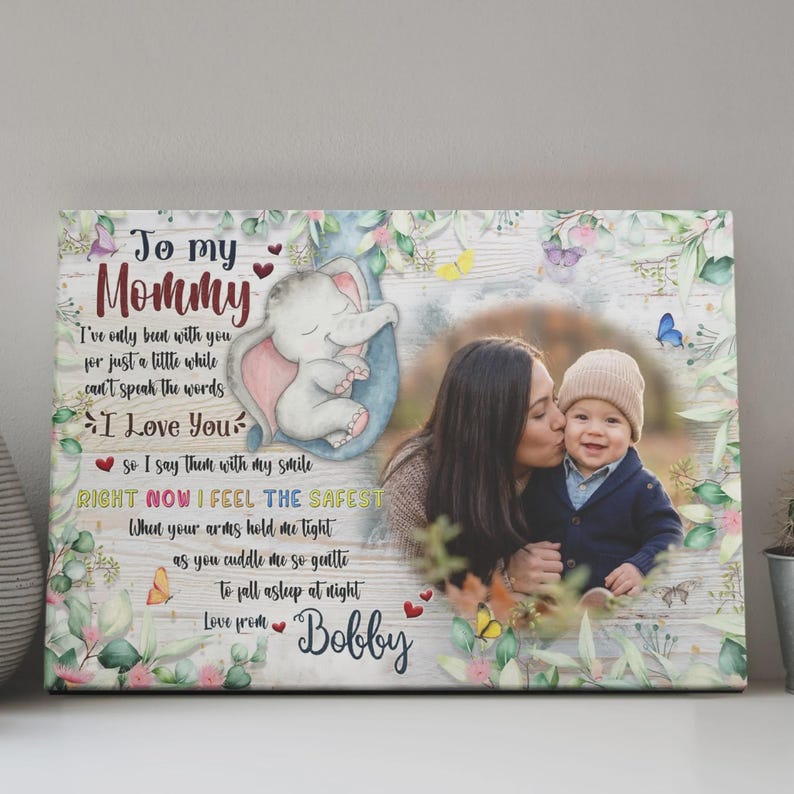 Personalized To Mommy Canvas, Custom Photo Gift for Mom, New Mom Gift, Mother s Day Gift, Baby Love Poem Wall Art