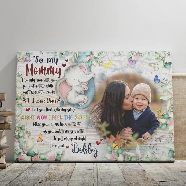 Personalized To Mommy Canvas, Custom Photo Gift for Mom, New Mom Gift, Mother s Day Gift, Baby Love Poem Wall Art