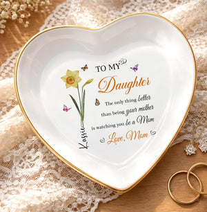 Mother's Day Jewelry Dish, Personalized Trinket Tray for New Moms, Mother's Day Gift for Daughter, Custom Jewelry Dish for Mom, New Mom Gift
