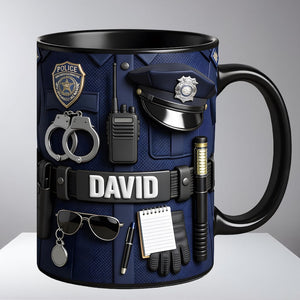 Personalized Police Gear Mug, Custom Name Police Officer Coffee Mug, Gift for Police Officer