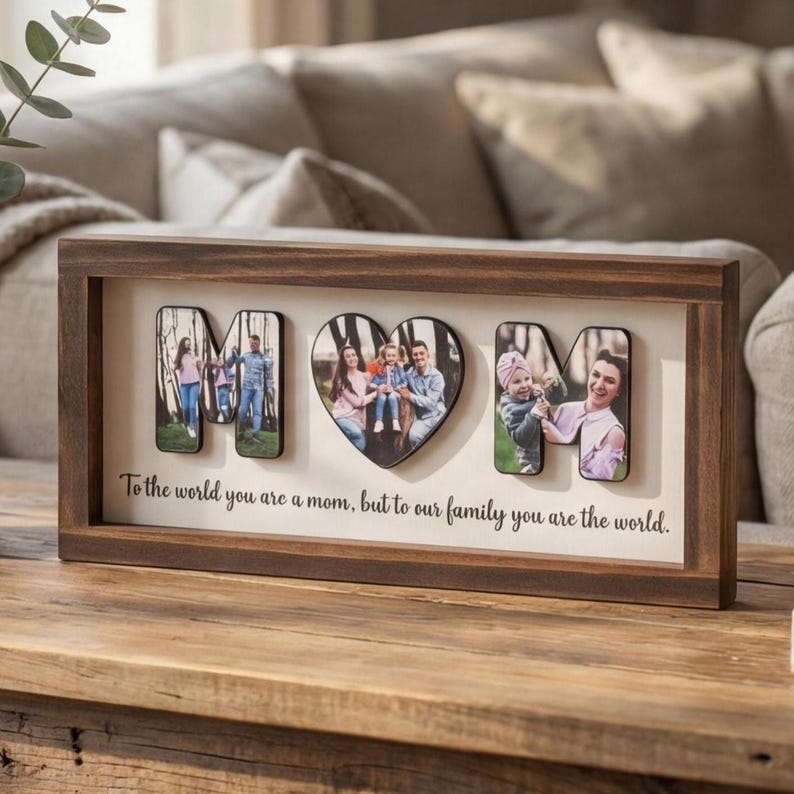 Personalized Mom Photo Wooden Frame, Custom Table Memory Decor Custom Mom Photo Gifts For Wife From Husband, Mom Birthday Gifts, Mother's Day Gifts For Mom From Daughter Son