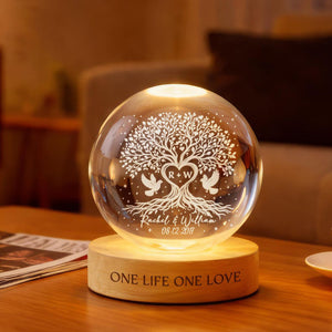 Tree of Love Personalized Couples Crystal LED Ball Light, Wedding Anniversary Gift, Couple Gift, Gift For Mom, Dad, Wedding Gift, Home Decor