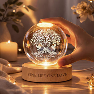 Tree of Love Personalized Couples Crystal LED Ball Light, Wedding Anniversary Gift, Couple Gift, Gift For Mom, Dad, Wedding Gift, Home Decor