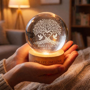 Tree of Love Personalized Couples Crystal LED Ball Light, Wedding Anniversary Gift, Couple Gift, Gift For Mom, Dad, Wedding Gift, Home Decor
