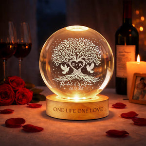 Tree of Love Personalized Couples Crystal LED Ball Light, Wedding Anniversary Gift, Couple Gift, Gift For Mom, Dad, Wedding Gift, Home Decor