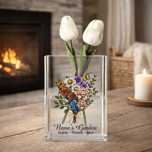 Custom Family Birth Flower Book Vase, Mother s Day Gift, FLower Vase Gift For Her/, Nana Flower Vase
