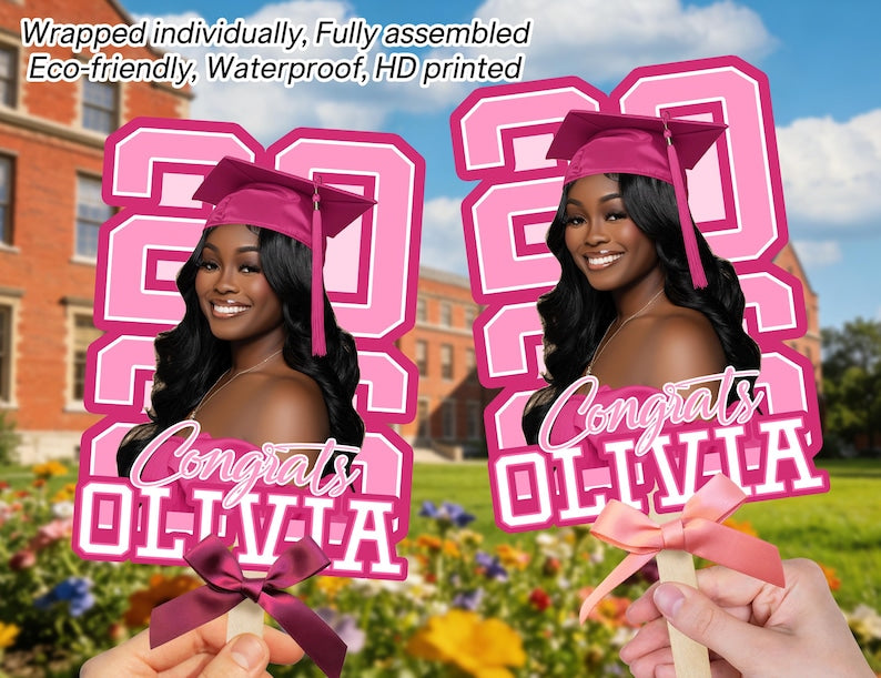 Custom Graduation Fans, Fat Head Cut Out Sign, Graduation 2026 Big Heads on a Stick, Class of 2026 Graduation Paddle, Party Favors