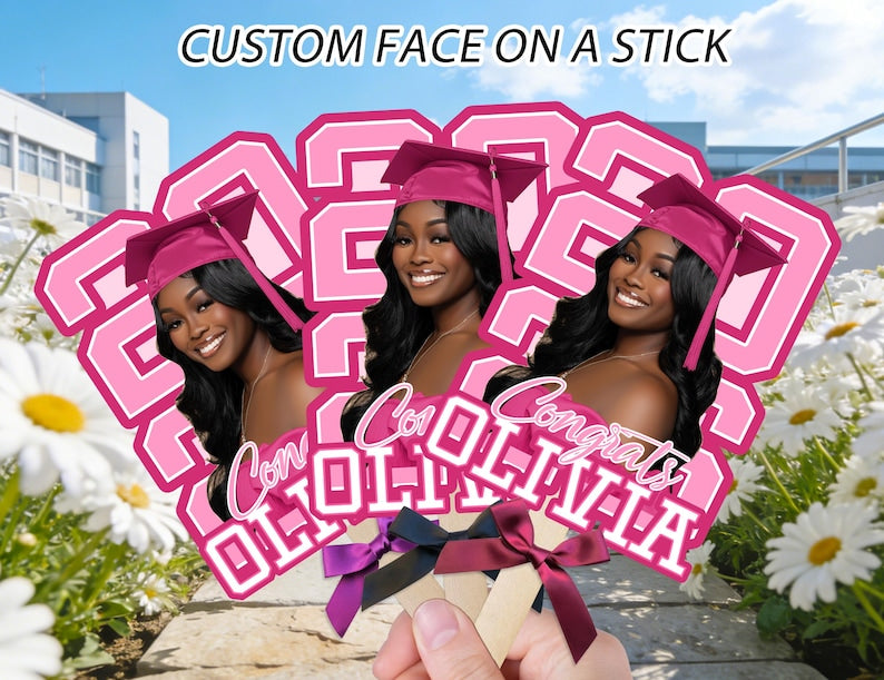 Custom Graduation Fans, Fat Head Cut Out Sign, Graduation 2026 Big Heads on a Stick, Class of 2026 Graduation Paddle, Party Favors