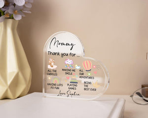 Personalized Mommy Heart Acrylic Block, Mothers Gifts From Kids, Mothers Day Gifts, Gift From Baby Son Daughter, Thank You Mom Gifts