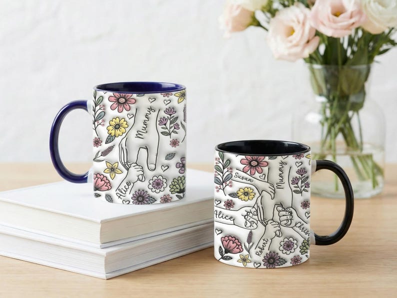 Personalized Mom Mug with Kids Names, Custom Mama Mug, Mother s Day Gift from Kids, Ceramic Coffee Cup