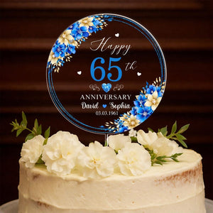 Personalized 65th Wedding Anniversary Acrylic Cake Topper, 65th Anniversary Cake Topper, 65 Anniversary Gift, 65th Wedding Anniversary Decor