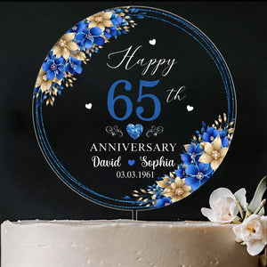 Personalized 65th Wedding Anniversary Acrylic Cake Topper, 65th Anniversary Cake Topper, 65 Anniversary Gift, 65th Wedding Anniversary Decor