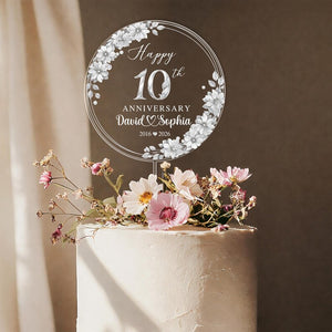 Personalized 10th Wedding Anniversary Gift Cake Topper, 10th Aluminum Wedding Gifts For Parents, Tin Anniversary Cake Topper, Husband Gift