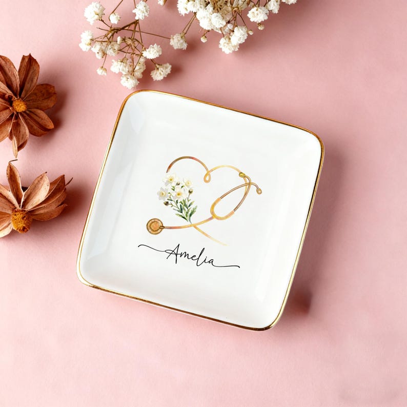 Custom Nurse Jewelry Dish, Nurse Graduation Gift, Custom Doctor Trinket Dish, Nurse Appreciation Gifts, Medical School Graduation Gifts