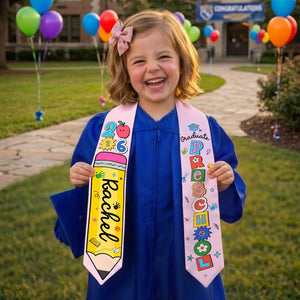 Personalized Kids Graduation Stole, Class of 2026 Crayon Sash, Preschool Graduate Gift