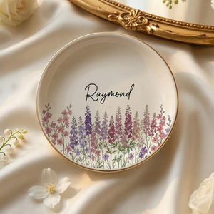 Custom Floral Trinket Dish with Name, Personalized Jewelry Dish, Cute Gift for Her, Birthday Gift, Bridesmaid Gift Idea