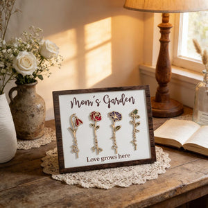 Custom Birth Flower Garden Frame,Personalized Family Sign,Mom's Garden,Mothers Day Gift,Gift for Mom,Wooden Flower Sign,Mother Daughter Gift