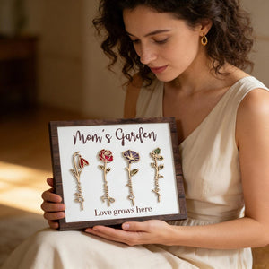 Custom Birth Flower Garden Frame,Personalized Family Sign,Mom's Garden,Mothers Day Gift,Gift for Mom,Wooden Flower Sign,Mother Daughter Gift