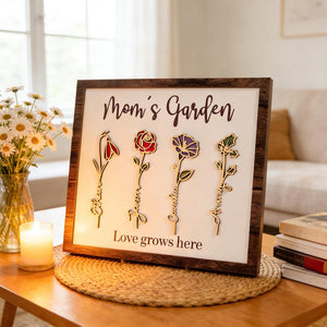 Custom Birth Flower Garden Frame,Personalized Family Sign,Mom's Garden,Mothers Day Gift,Gift for Mom,Wooden Flower Sign,Mother Daughter Gift