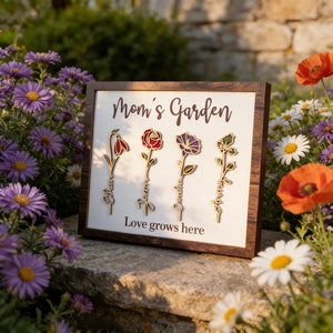 Custom Birth Flower Garden Frame,Personalized Family Sign,Mom's Garden,Mothers Day Gift,Gift for Mom,Wooden Flower Sign,Mother Daughter Gift