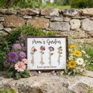 Custom Birth Flower Garden Frame,Personalized Family Sign,Mom's Garden,Mothers Day Gift,Gift for Mom,Wooden Flower Sign,Mother Daughter Gift