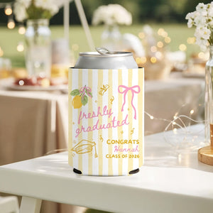 Custom Freshly Graduated Can Cozies, 2026 Graduation Favors, Graduation Party Decor, Class of 2026 Can Coolers, Graduation Party Keepsake