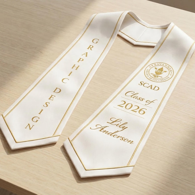 Custom Graduation Stole, Personalized Name Class Year, College Major Sash, Graduation Scarf, Students Ceremony Keepsake