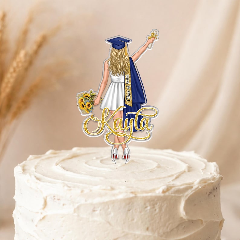 Custom Graduation Cake Topper For Girls, Class Of 2026 Cake Topper, Grad Party Decor, Senior Gift For Daughter, Graduation Gifts For Her
