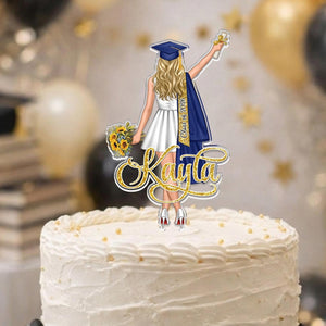 Custom Graduation Cake Topper For Girls, Class Of 2026 Cake Topper, Grad Party Decor, Senior Gift For Daughter, Graduation Gifts For Her