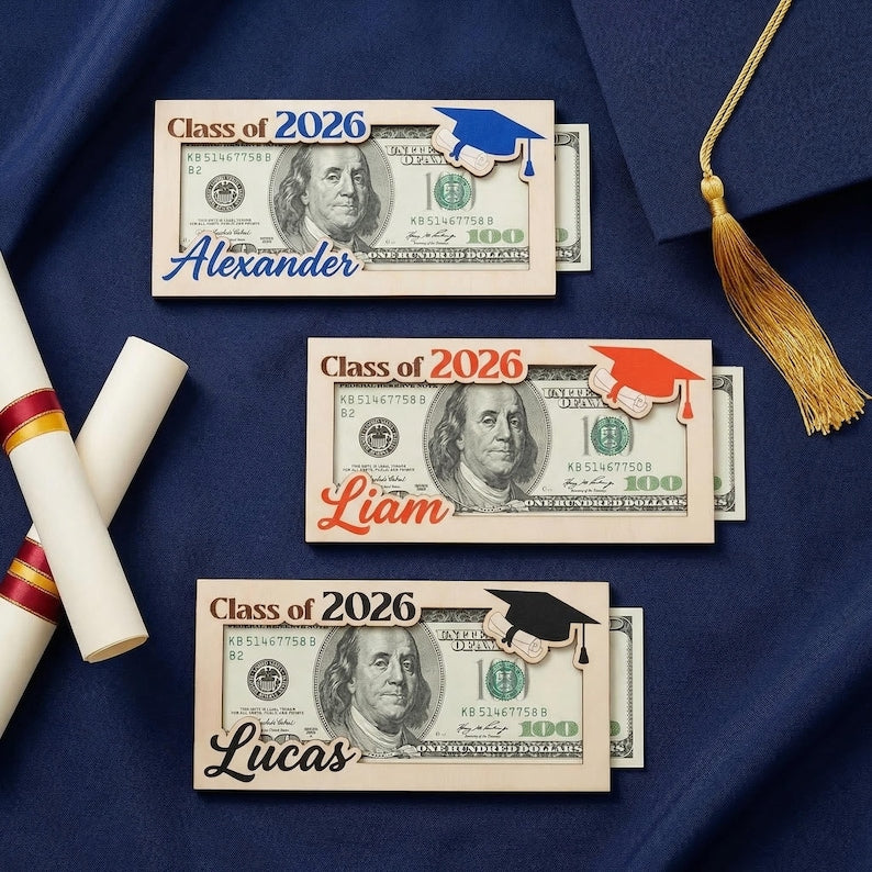 Personalized Wood Graduation Money Holder 2026 : Gift for Him/Her Class of 2026,High School Graduation,Gift for Graduates,High School Senior