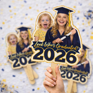 Custom Vintage Childhood Photo Graduation Face Fan, Personalized Graduation Gift, Class Of 2026 Senior Bestie Prop, Funny High School Grad