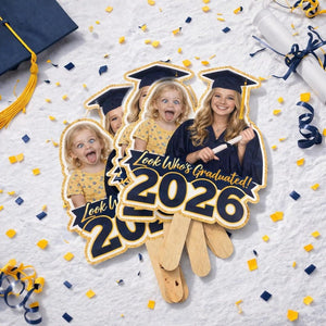 Custom Vintage Childhood Photo Graduation Face Fan, Personalized Graduation Gift, Class Of 2026 Senior Bestie Prop, Funny High School Grad