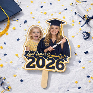 Custom Vintage Childhood Photo Graduation Face Fan, Personalized Graduation Gift, Class Of 2026 Senior Bestie Prop, Funny High School Grad