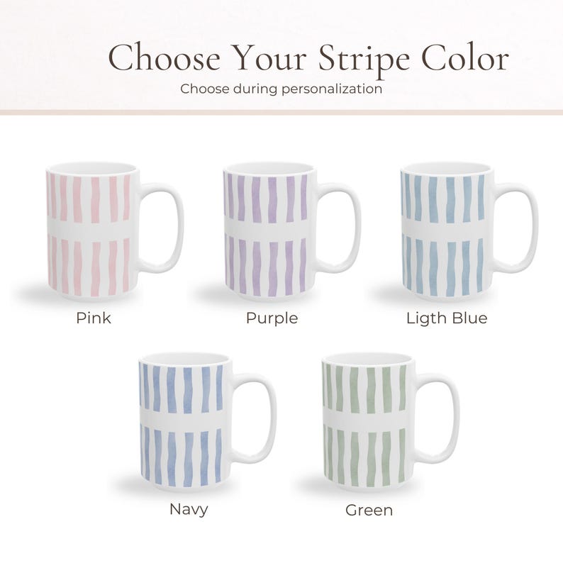Custpom New Mom Mug: Custom Stripe Coffee Cup First Time Mom Gift, New Parent Gift, Mother's Gift, Future Mom Gift, New Baby Gift for Mom