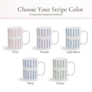 Custpom New Mom Mug: Custom Stripe Coffee Cup First Time Mom Gift, New Parent Gift, Mother's Gift, Future Mom Gift, New Baby Gift for Mom