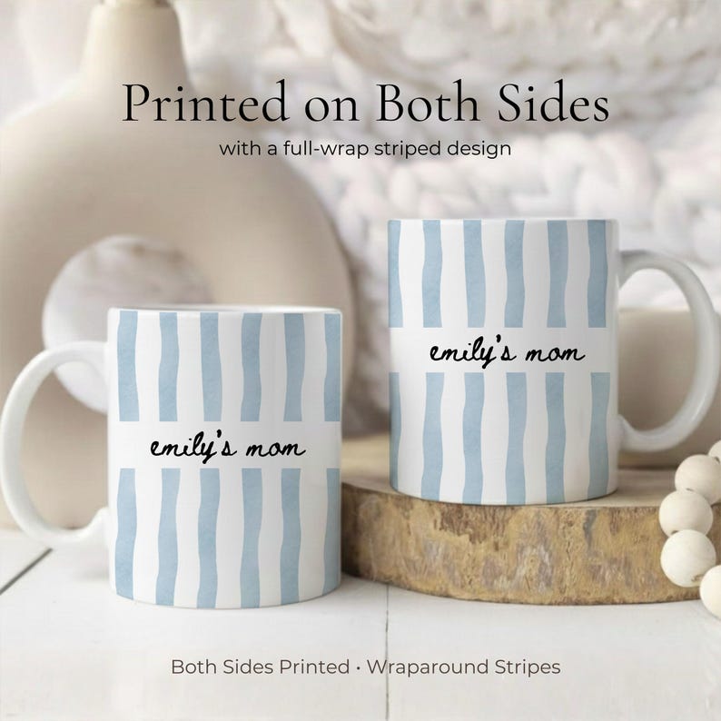 Custpom New Mom Mug: Custom Stripe Coffee Cup First Time Mom Gift, New Parent Gift, Mother's Gift, Future Mom Gift, New Baby Gift for Mom