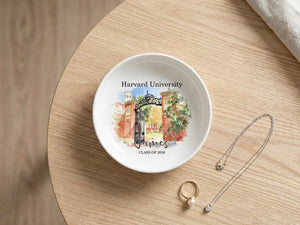 Custom University Photo Trinket Dish, Personalized Ceramic Jewelry Tray, Graduation Gift for Daughter, Class of 2026 Graduate Keepsake