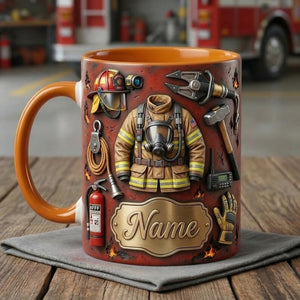 Fire Fighter Mug 3D, Faux 3D Mug, Firefighter Gift Idea, Fireman Coffee Mug, First Responder Mug, Gift for Hero