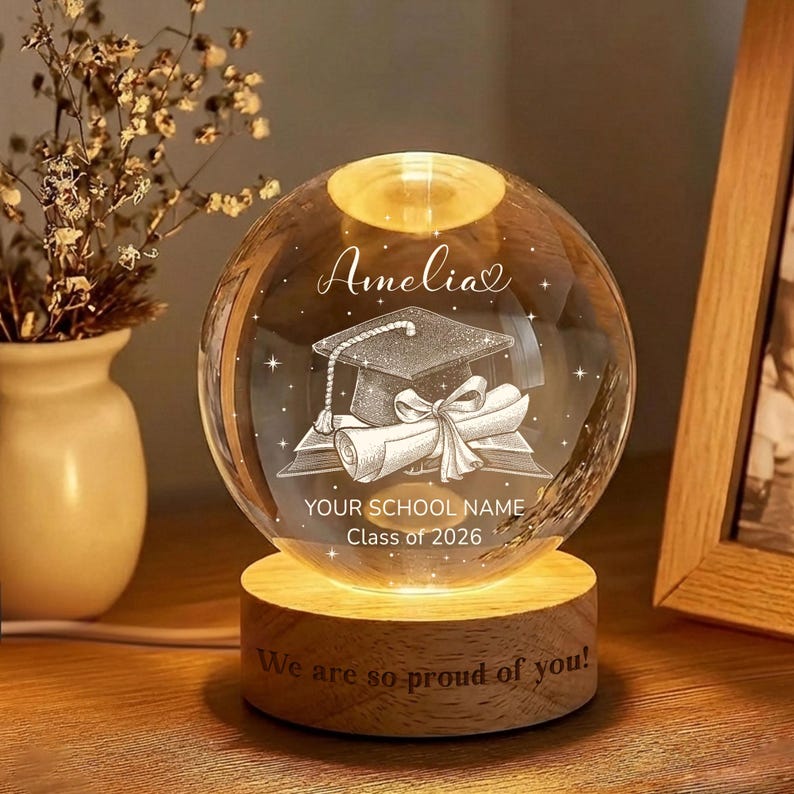Personalized Graduation Gift, Class of 2026 Crystal Ball Night Light, Graduation Day, Graduation Gift For Senior Congrats on your graduation