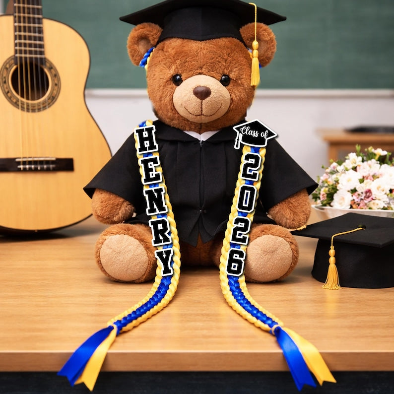 Personalized Ribbon Graduation Lei, Custom Name Grad Lei with Satin Ribbons, Class of 2026 Gift, Senior Celebration Accessory