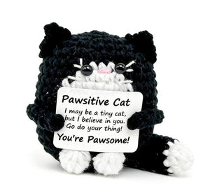 Emotional Support Desk Buddy, Custom Crochet Cat Doll, Funny Coworker Gift, Pawsitive Affirmation Decor, Cat Lover Gift, Cheer Up Gift